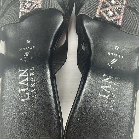Italian Shoemakers. Size 8. Black Strapless Heels with Rhinestones. - Picture 4 of 10